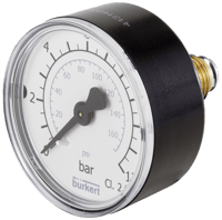 Burkert Bourdon Tube Pressure Gauge, TAU001